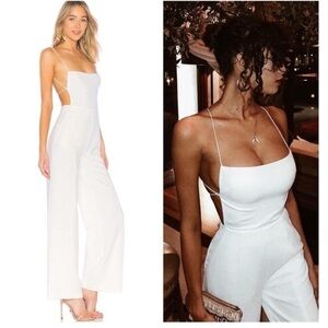 NWT NBD Prosecco White Wide Leg Jumpsuit XS Backless Strappy Revolve